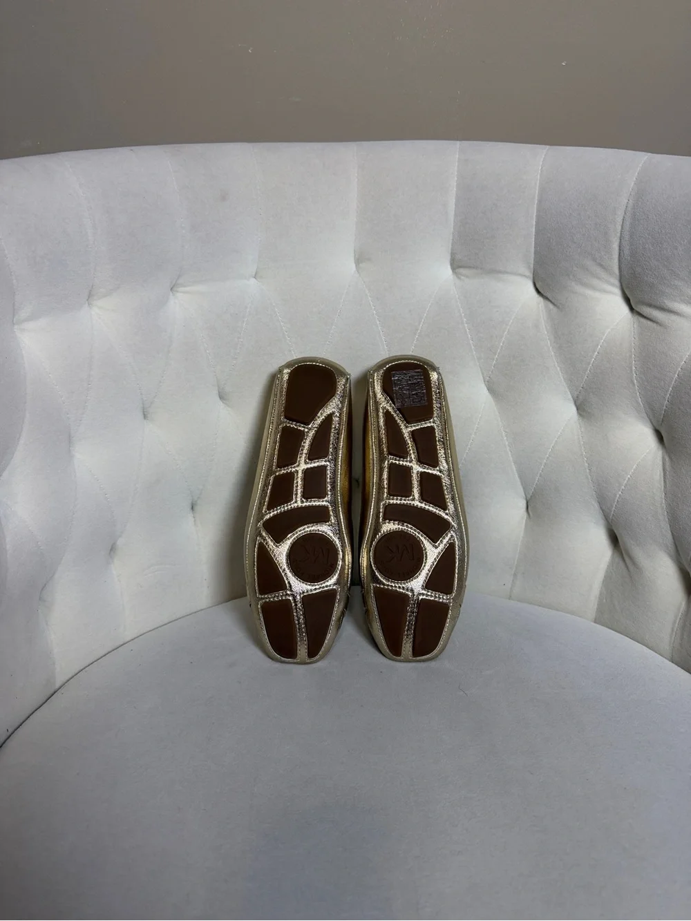 Michael Kors Metallic Gold Logo Penny Loafers